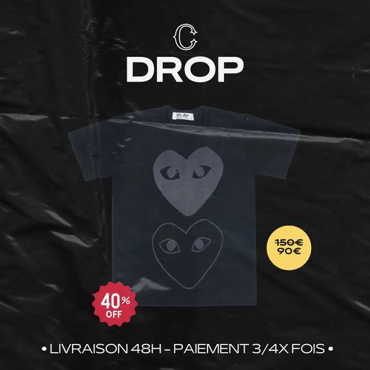MENS T-SHIRT DOUBLE SOLID HEART (NOIR)