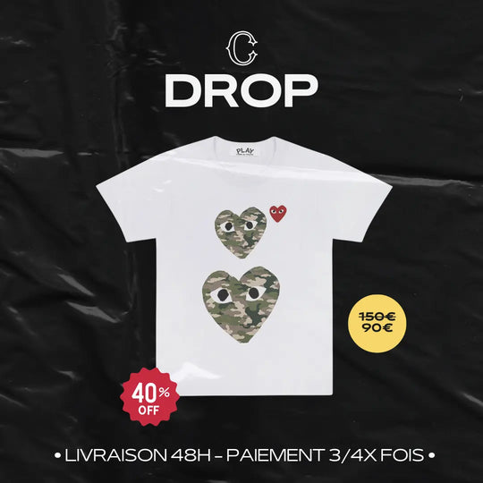 MENS T-SHIRT TWIN HEART (BLANC CAMOUFLAGE)