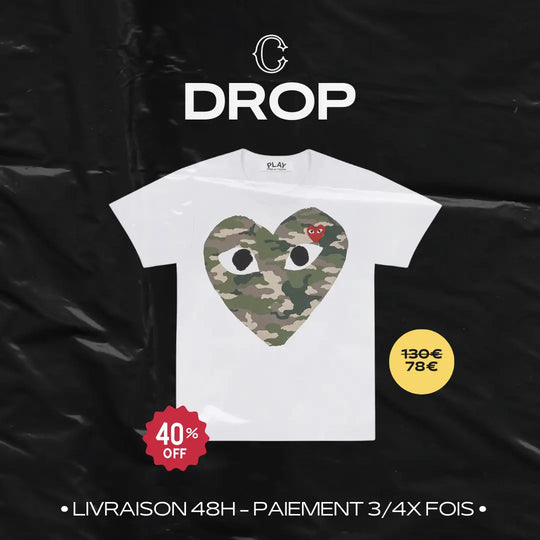 TEE SHIRT CDG BIG CAMO HEART