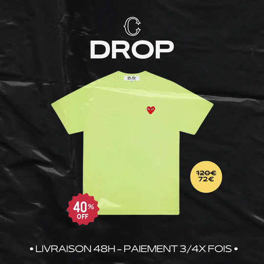 TEE SHIRT CDG RED HEART GREEN